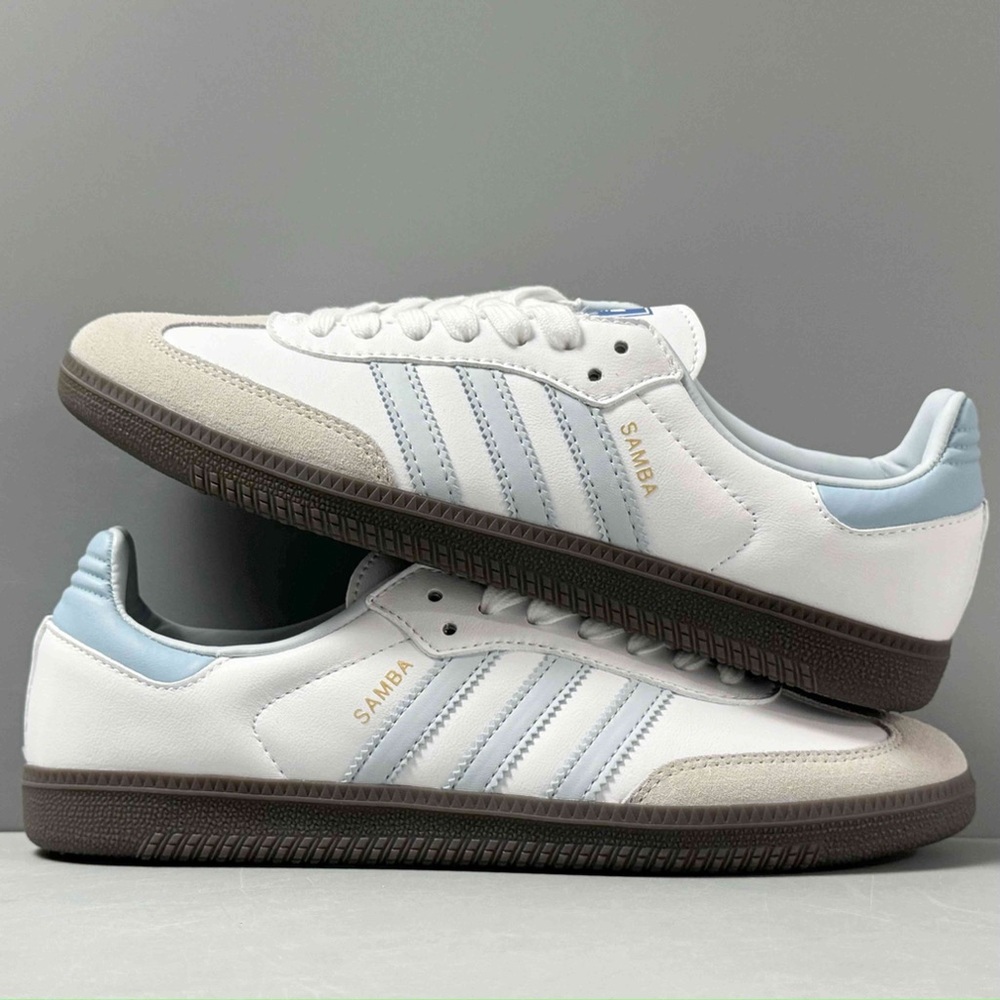 NWT SAMBA OG Anti-slip wear-resistant low shoes women sneakers white blue - Picture 2 of 4